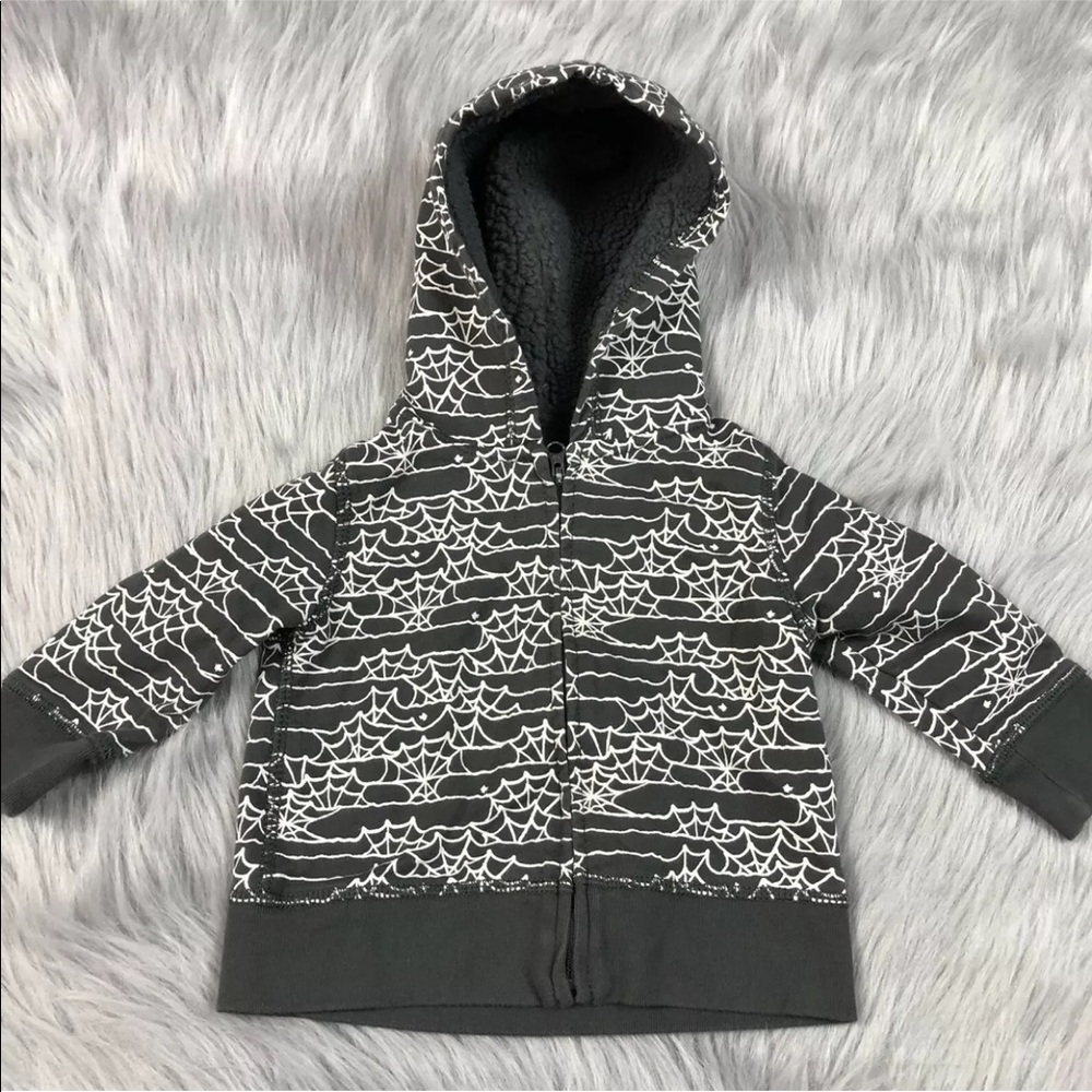 Gap Baby Halloween Spiderweb Gray White Zip Hoodie 12-18M